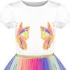 Sunny Fashion Girls Dress Purple Short Sleeve Rainbow Tulle Skirt Birthday Party(Rainbow Butterfly)