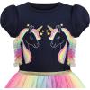 Sunny Fashion Girls Dress Purple Short Sleeve Rainbow Tulle Skirt Birthday Party(Rainbow Unicorn)