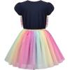 Sunny Fashion Girls Dress Purple Short Sleeve Rainbow Tulle Skirt Birthday Party(Rainbow Unicorn)