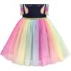 Sunny Fashion Girls Dress Purple Short Sleeve Rainbow Tulle Skirt Birthday Party(Rainbow Unicorn)