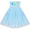 Sunny Fashion Girls Dress Purple Short Sleeve Rainbow Tulle Skirt Birthday Party(Sky Blue)