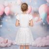 Sunny Fashion Girls Dress Purple Short Sleeve Rainbow Tulle Skirt Birthday Party(White Butterfly)