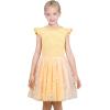 Sunny Fashion Girls Dress Purple Short Sleeve Rainbow Tulle Skirt Birthday Party(Yellow Striped)