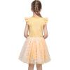 Sunny Fashion Girls Dress Purple Short Sleeve Rainbow Tulle Skirt Birthday Party(Yellow Striped)