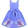 Sunny Fashion Girls Dress Purple Sunflower Green Leaves Butterfly Size 4-12(Blue Bunny)