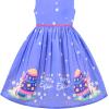Sunny Fashion Girls Dress Purple Sunflower Green Leaves Butterfly Size 4-12(Blue Bunny)