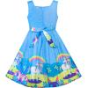 Sunny Fashion Girls Dress Purple Sunflower Green Leaves Butterfly Size 4-12(Blue Unicorn)