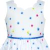 Sunny Fashion Girls Dress Purple Sunflower Green Leaves Butterfly Size 4-12(Blue and White)