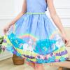 Sunny Fashion Girls Dress Purple Sunflower Green Leaves Butterfly Size 4-12(Bluish Purple Unicorn)