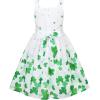 Sunny Fashion Girls Dress Purple Sunflower Green Leaves Butterfly Size 4-12(Green Four Leaf)