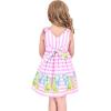 Sunny Fashion Girls Dress Purple Sunflower Green Leaves Butterfly Size 4-12(Pink Striped)