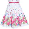 Sunny Fashion Girls Dress Purple Sunflower Green Leaves Butterfly Size 4-12(Pink and White)