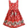 Sunny Fashion Girls Dress Purple Sunflower Green Leaves Butterfly Size 4-12(Red)