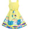 Sunny Fashion Girls Dress Purple Sunflower Green Leaves Butterfly Size 4-12(Yellow Unicorn)