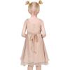 Sunny Fashion Girls Dress Sleeveless Halter Flower Multi Layer Chiffon(Beige)