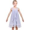 Sunny Fashion Girls Dress Sleeveless Halter Flower Multi Layer Chiffon(Bluish Grey)