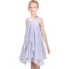 Sunny Fashion Girls Dress Sleeveless Halter Flower Multi Layer Chiffon(Bluish Grey)