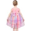 Sunny Fashion Girls Dress Sleeveless Halter Flower Multi Layer Chiffon(Pinkish Purple)