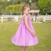 Sunny Fashion Girls Dress Sleeveless Halter Flower Multi Layer Chiffon(Purple 3d Floral)