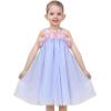 Sunny Fashion Girls Dress Sleeveless Halter Flower Multi Layer Chiffon(Sky Blue Tulle)