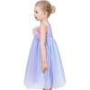 Sunny Fashion Girls Dress Sleeveless Halter Flower Multi Layer Chiffon(Sky Blue Tulle)