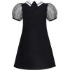 Sunny Fashion Girls Dress T-Shirt Cotton Bird Embroidered Short Sleeve Size 2-6(Black)