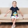 Sunny Fashion Girls Dress T-Shirt Cotton Bird Embroidered Short Sleeve Size 2-6(Blue)