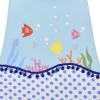 Sunny Fashion Girls Dress T-Shirt Cotton Bird Embroidered Short Sleeve Size 2-6(Blue Fish Dot)
