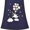 Sunny Fashion Girls Dress T-Shirt Cotton Bird Embroidered Short Sleeve Size 2-6(Blue Stars)