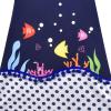 Sunny Fashion Girls Dress T-Shirt Cotton Bird Embroidered Short Sleeve Size 2-6(Dark Blue Fish)