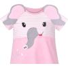 Sunny Fashion Girls Dress T-Shirt Cotton Bird Embroidered Short Sleeve Size 2-6(Pink Elephant)