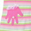 Sunny Fashion Girls Dress T-Shirt Cotton Bird Embroidered Short Sleeve Size 2-6(Pink Green Striped)