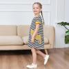 Sunny Fashion Girls Dress T-Shirt Cotton Bird Embroidered Short Sleeve Size 2-6(Yellow Lion)