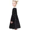 Sunny Fashion Girls Dress Unicorn Rainbow Long Sleeve Casual Dress Size 3-8(Black Stars)