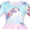 Sunny Fashion Girls Dress Unicorn Rainbow Long Sleeve Casual Dress Size 3-8(Blue)