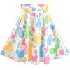 Sunny Fashion Girls Dress Unicorn Rainbow Long Sleeve Casual Dress Size 3-8(Colorful Bunny)