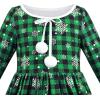 Sunny Fashion Girls Dress Unicorn Rainbow Long Sleeve Casual Dress Size 3-8(Green Christmas)