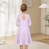 Sunny Fashion Girls Dress Unicorn Rainbow Long Sleeve Casual Dress Size 3-8(Purple Lace)