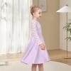 Sunny Fashion Girls Dress Unicorn Rainbow Long Sleeve Casual Dress Size 3-8(Purple Lace)