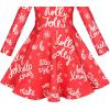 Sunny Fashion Girls Dress Unicorn Rainbow Long Sleeve Casual Dress Size 3-8(Red Christmas)