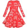 Sunny Fashion Girls Dress Unicorn Rainbow Long Sleeve Casual Dress Size 3-8(Red Christmas)
