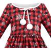 Sunny Fashion Girls Dress Unicorn Rainbow Long Sleeve Casual Dress Size 3-8(Red Plaid Christmas)