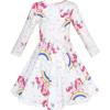 Sunny Fashion Girls Dress Unicorn Rainbow Long Sleeve Casual Dress Size 3-8(White)
