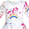 Sunny Fashion Girls Dress Unicorn Rainbow Long Sleeve Casual Dress Size 3-8(White)
