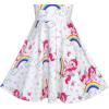 Sunny Fashion Girls Dress Unicorn Rainbow Long Sleeve Casual Dress Size 3-8(White)