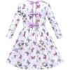 Sunny Fashion Girls Dress Unicorn Rainbow Long Sleeve Casual Dress Size 3-8(White Butterfly)