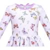 Sunny Fashion Girls Dress Unicorn Rainbow Long Sleeve Casual Dress Size 3-8(White Butterfly)