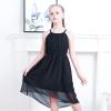 Sunny Fashion Girls Dress Yellow Leaf Sleeveless Summer Party Size 6-12(Black)