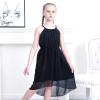 Sunny Fashion Girls Dress Yellow Leaf Sleeveless Summer Party Size 6-12(Black)