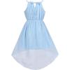 Sunny Fashion Girls Dress Yellow Leaf Sleeveless Summer Party Size 6-12(Blue Swiss Dot)